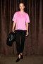 Lagertha women's 100% organic cotton thick textured oversize fit round neck pink t-shirt - 2