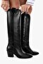 Women's Rebel Black Leather Cowboy Boots - 4