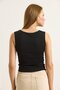 Crew Neck Women's Blouse with Accessory Detail Black - 5