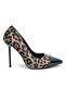 Feles Thin Heeled Leopard Patterned Stiletto Women's Shoes Black - 2