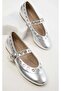 Feles Staple Detailed Women's Ballet Shoes Silver - 5
