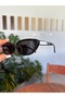 Aventino Black Slanted Cat Eye Tiny Slanted Trending Thin Sunglasses - 6