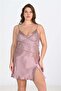 Premium Plus Size Satin Lace Embroidered Mink 2-Piece Nightgown and Robe Set Bigsize - 2