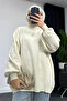 Cream Balloon Collar Knit Sweater