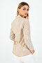 Modern Design Cuffed Linen Beige Women's Shirt – Long Sleeves and Stylish Model - 5