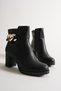 Women's Black Zippered Buckle Detailed Daily Use Short Heeled Boots (7 cm) - 8