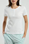 Women's Hakim Collar Pigment Printed Summer Regular Fit Cream Pajama Set Pc8989-S-V1 - 4