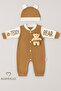 Teddy Bear Themed Newborn Ribbed Romper Set with Teddy Bear Baby Romper Hat Set 100% Cotton Seasonal - 5
