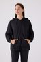 Women's Hooded Pigment Printed Winter Regular Fit Black Pajama Set Ar3111-S-V1 - 2