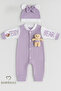 Teddy Bear Themed Newborn Ribbed Romper Set with Teddy Bear Baby Romper and Hat Set 100% Cotton Seasonal - 5