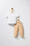 Baby Boy Polo Collar Pigment Printed Summer Regular Fit Cream Baby Set Usb2335-C-V2 - 4