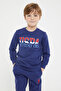 Boy's Crew Neck Printed Winter Regular Fit Blue Tracksuit Set Us1149-C-V1 - 3