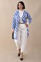 Striped Feathered Indigo Knitwear Cardigan - 6