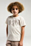 Boy's Crew Neck Pigment Printed Summer Regular Fit Cream Bermuda Set Us2039-C-V2