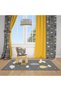 Elephant Holding a Gray Balloon Patterned Children's and Baby's Room Background Curtain 2 Wings Tla-298