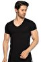 Pack of 12 100% Cotton Black Men's Single Jersey V-Neck Undershirt 317 - 4