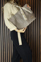 Mink Genuine Cowhide Suede Magnetic Closure Large Size Daily Shoulder Bag and Handbag with Strap - 3