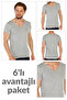 Pack of 6 Cotton Gray Melange Men's Single Jersey V-Neck Undershirt 317