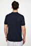 Men's Slim Fit Slim Fit 100% Cotton Plain Pique Navy Blue Prevailing Collar T-Shirt - 4