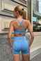 Prime Fit - Blue Cross Strap Supported Seamless Bra Sports Bra - 3