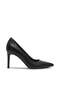 Womens Secured Black Leather Heels
