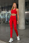 Aero Motion Premium - Patterned Red High Waist Push-Up Recovery Leggings