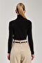 Women's Draped Long Sleeve Blouse - Black - 5