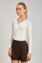 Women's Double Breasted Collar Long Sleeve Body - Ecru - 3