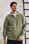 Men's Half Zip Regular Fit Sweatshirt Khaki - 7