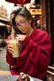 Women's Oversize Thick Soft Crew Neck Sweatshirt Burgundy - 5