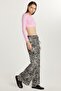 Women's Relax Fit Relaxed Cut Elastic Waist Tie Patterned Pants - 4