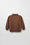 Brown Embroidery Detailed Raglan Sleeve Sweatshirt - 6