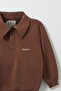 Brown Embroidery Detailed Raglan Sleeve Sweatshirt - 2