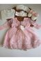 Baby Girl 0-6 Months Wedding Dress Set of 5 Mevlütluk Set Long Sleeve French Lace Dress - 7