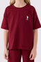 Girl's Burgundy Bermuda Suit - 4