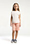 Girl's Crew Neck Wrap Embroidered Summer Regular Fit Cream Bermuda Set Us2092-C-V1 - 2