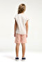 Girl's Crew Neck Wrap Embroidered Summer Regular Fit Cream Bermuda Set Us2092-C-V1 - 5