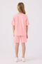 Girl's Crew Neck Wrap Embroidered Summer Regular Fit Pink Bermuda Set Us1850-C-V3 - 5