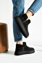 Black Women's Thick Heeled Fur Short Winter Boots Ug01Nav - 2