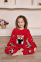 Very Sweet Winter Sleep Red Teddy Bear Applique Embroidered Eye Patch Girl's Plush Fleece Pajama Set - 2