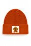 Orange Wool Children's Beanie with Gingerbread Animal Figure and Punch Detail