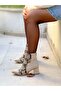 Lora Beige Cow Suede Snake Skin Detailed 5 cm High Heels Boots - 4