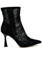 Women Sequin Lace Boots in Black