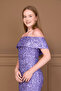 Sequin Fabric Boat Neck Pencil Dress - Purple - 3
