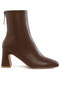 Women Faux Leather Square Toe Ankle Boots in Brown