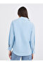 Blue Printed Chest Pocket Zipped Oversized Shirt - 4