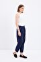 High Waist Straight Cut Crepe Trousers Navy Blue - 3