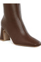 Women Faux Leather Square Toe Ankle Boots in Brown - 5