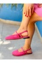 Dozza Fuchia Tweed Strapped Ballerina Shoes - 4