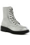 Women Faux Leather Lace Up Boots in Silver - 2